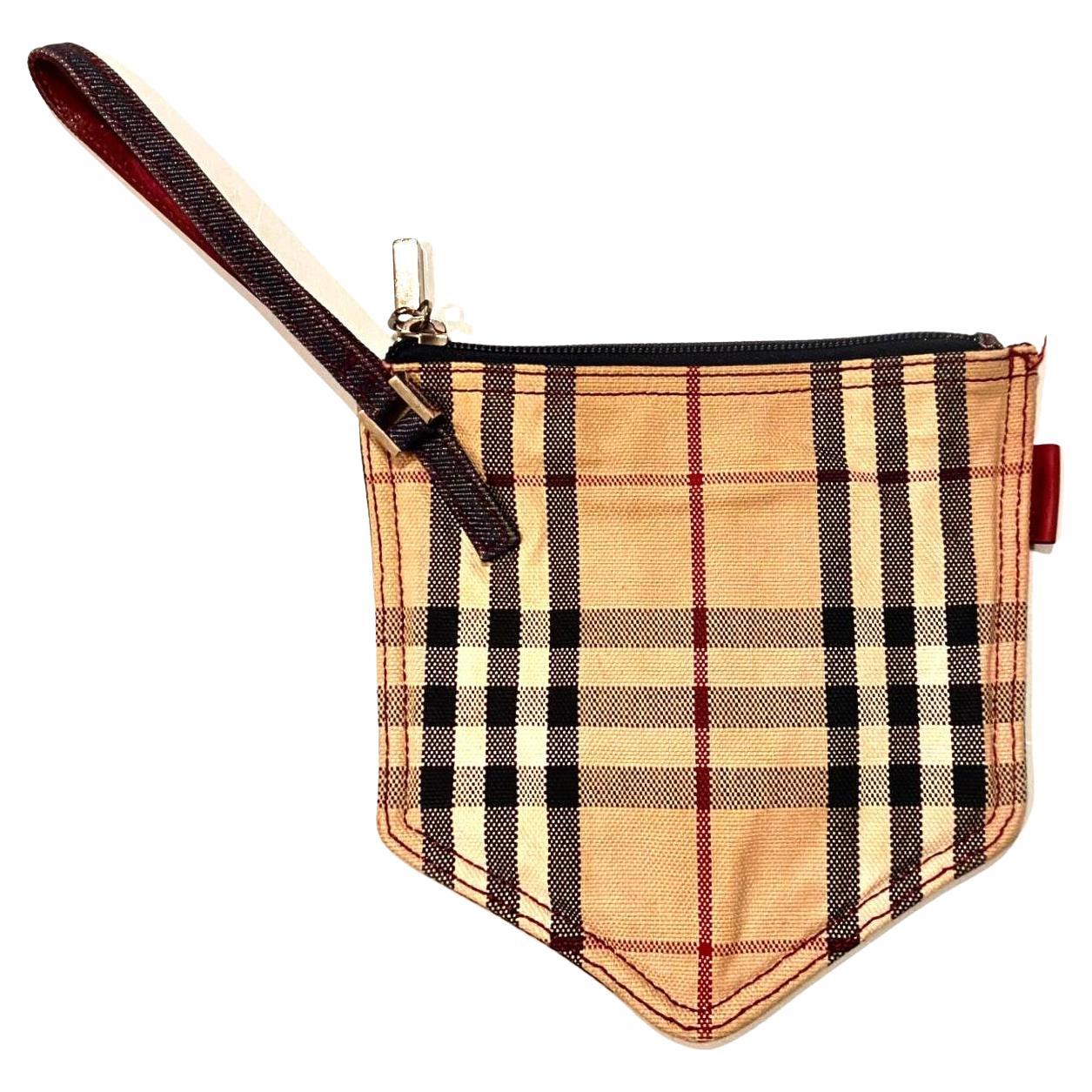 1990s Burberry Pocket Shaped  Wristlet Pouch For Sale