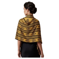 1980 Gucci La Black Gold Crest Stripe Logo Oversized Wool Scarf (écharpe en laine surdimensionnée)