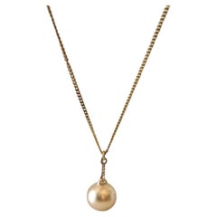 Retro 1990s KENZO Brushed Bronze Logo Ball Pendant  Necklace