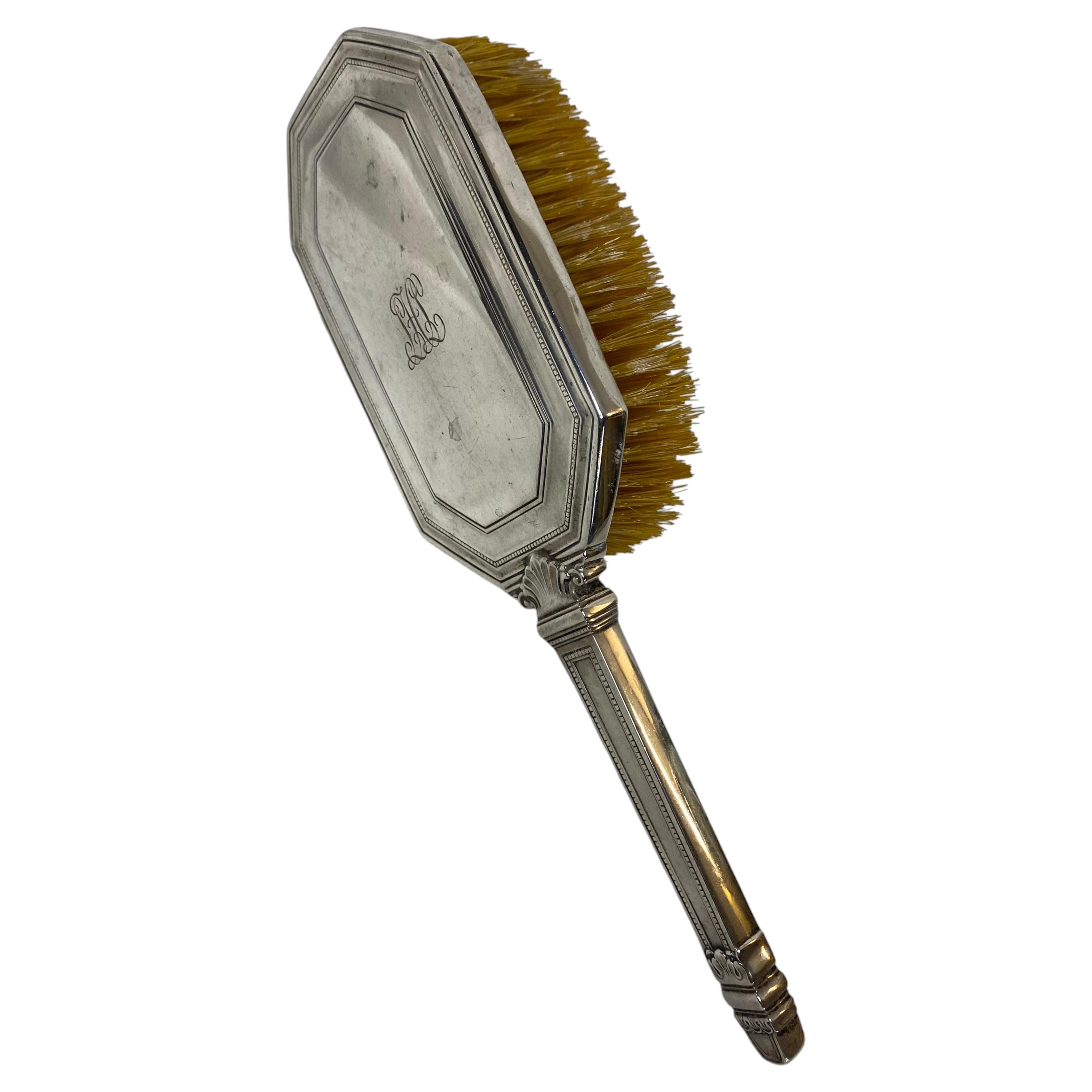 Vintage Tiffany & Co. 1920s Silver Hair Brush with Horse Hair Bristles