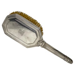 Vintage Tiffany & Co. 1920s Silver Hair Brush with Horse Hair Bristles