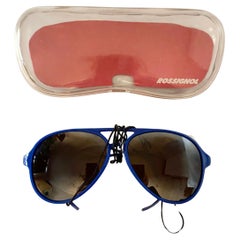 1980s Rossignol Blue Mirrored Aviator Sunglasses
