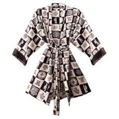 Vintage Christian Dior for SAKS 1980s Check Silk Dressing Gown Robe
