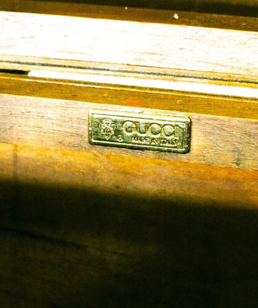 1950er 1960er GUCCI Dome Top Monogram Leder Wood Travel Trunk im Zustand „Gut“ im Angebot in London, GB