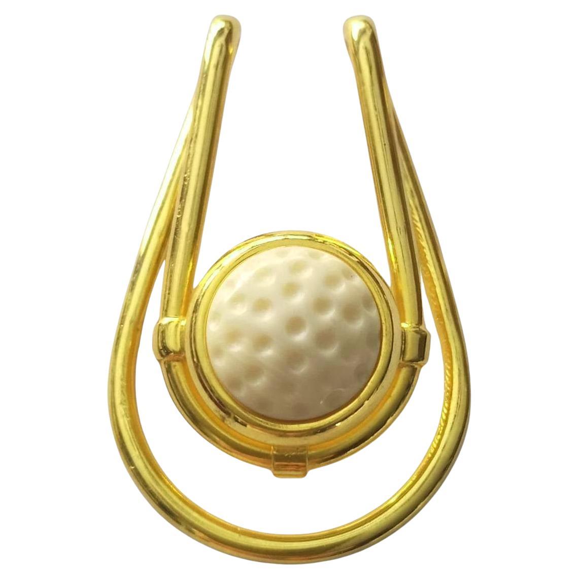 Vintage anni '70 Gucci Golf Ball Fermasoldi in tonalità oro in vendita