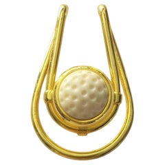 1970s Vintage Gucci Golf Ball Money Clip Gold Tone