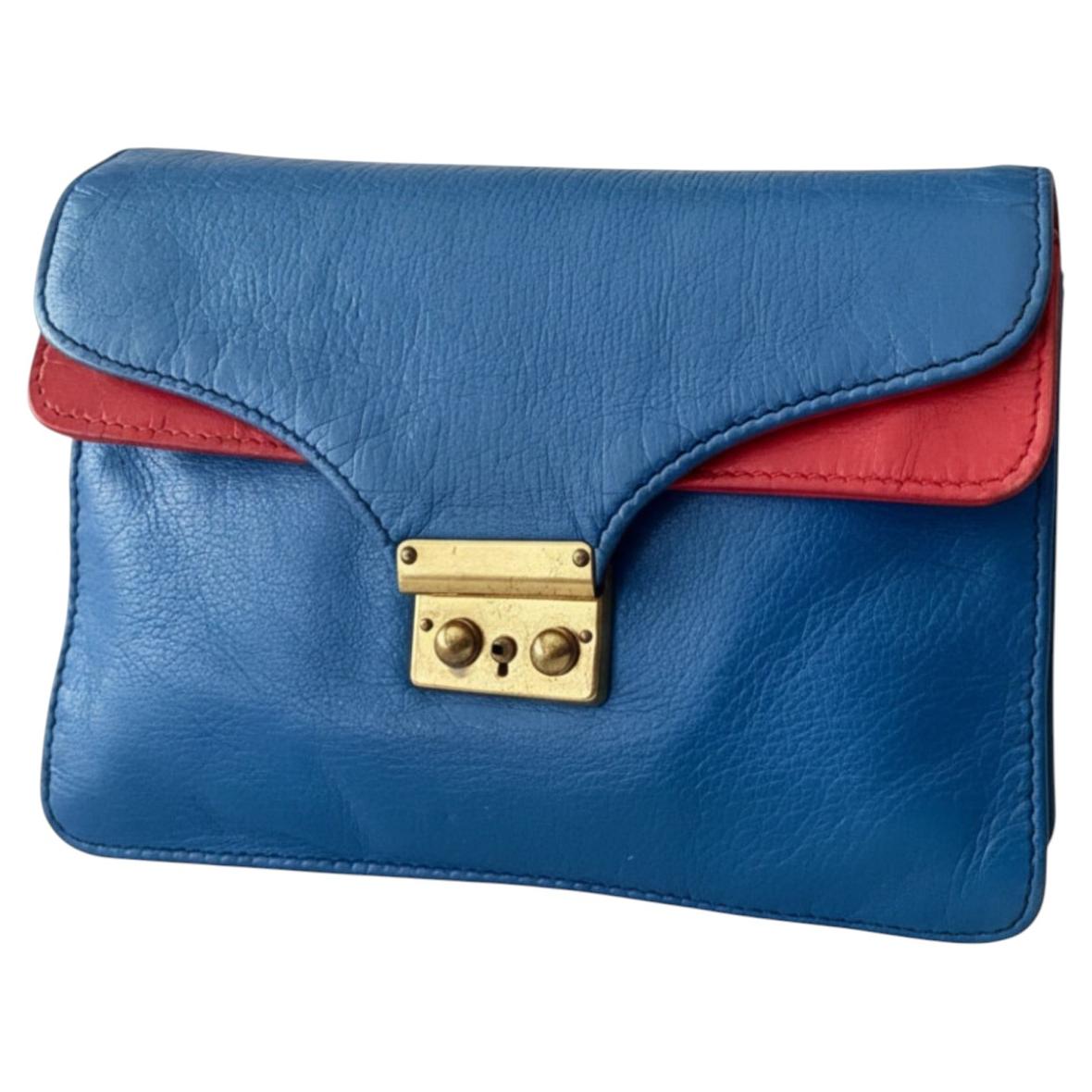 1970 Gucci: pelle a blocchi di colore, blu, rosso, vintage, borsetta a mano