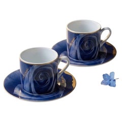 Juego de 2 tazas y platillos para café espresso "Dama Oscura" 2010s Roberto Cavalli Home
