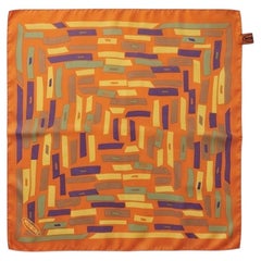 Vintage-Halstuch von Missoni aus den 1980er Jahren: geometrisches Muster, orangefarbene Seidenorganza