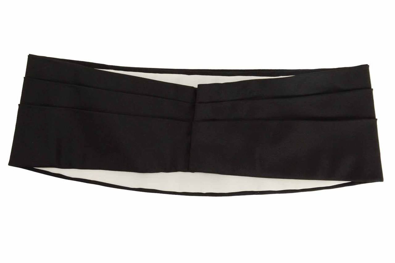 HERMES Black Silk Pleated Cummerbund sz 42
