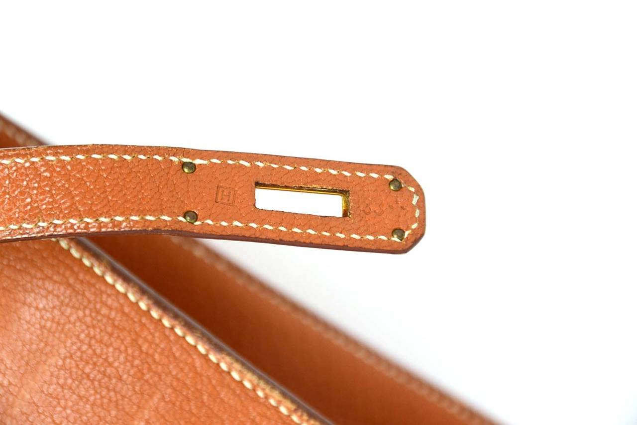 HERMES 2004 35cm Tan Chevre Sellier Rigid Kelly Bag w/ Strap GHW ...