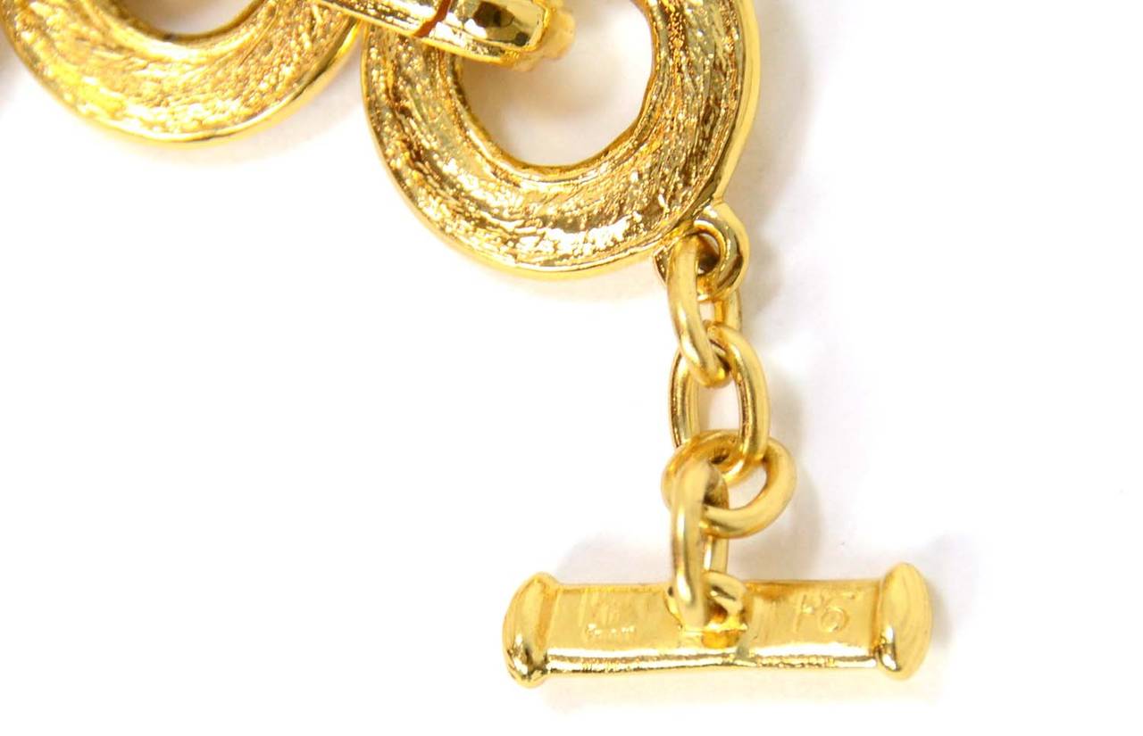 Women's YSL YVES SAINT LAURENT Goldtone Fish Pendant Choker Necklace w/ Amber Stones