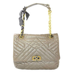 LANVIN Taupe Chevron gesteppte Happy Bag RT $2.450