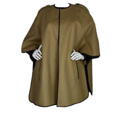 BURBERRY NWT Camel Cape with Black Leather Trim sz. P rt. $1, 795