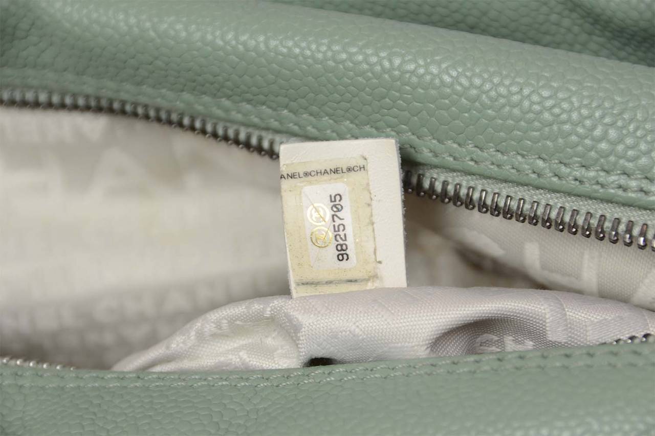 CHANEL Square Stitch Sea foam Green Caviar Leather Shoulder Bag 2