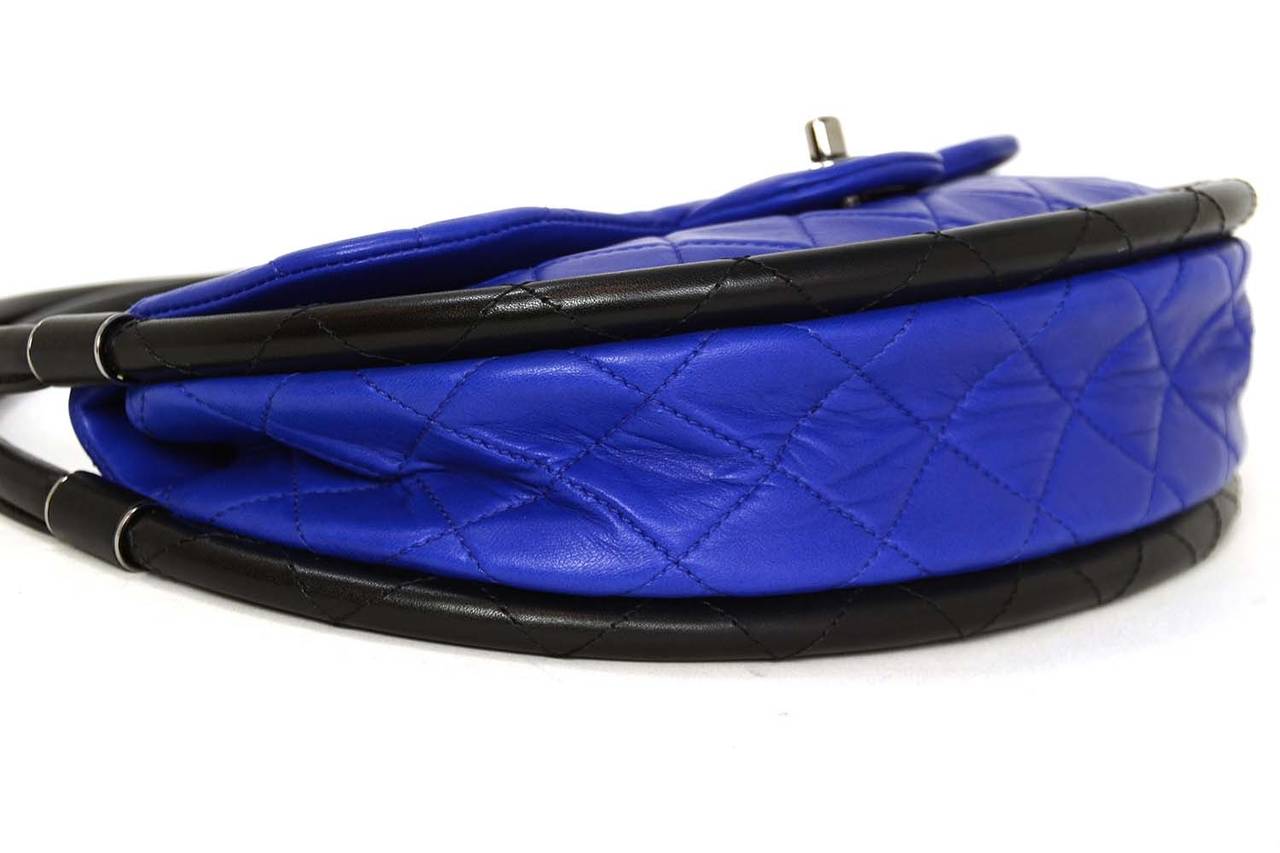 CHANEL Cobalt Blue Quilted Leather Ltd Edt Small Hula Hoop Bag rt. $2, 700 In Excellent Condition In New York, NY