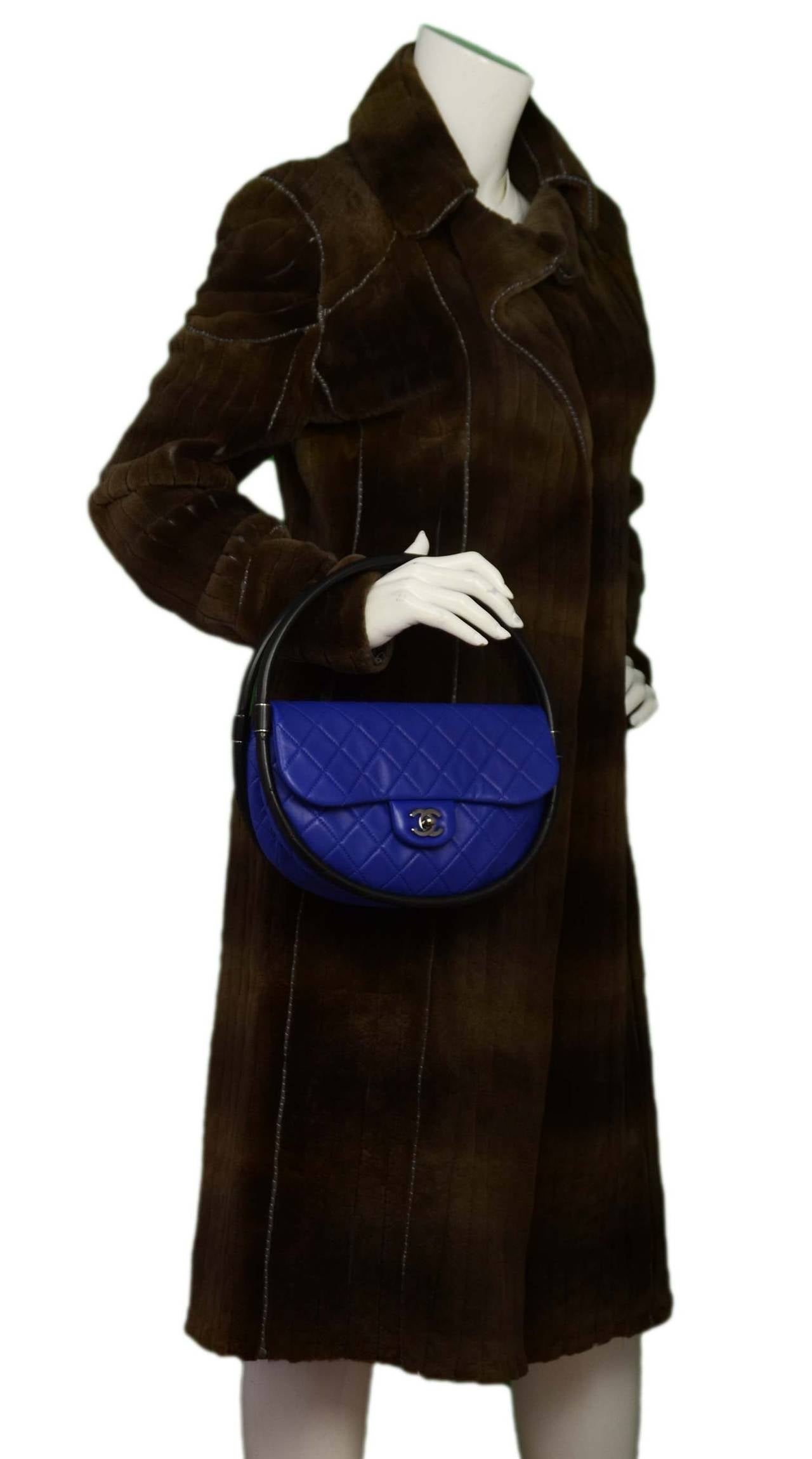 CHANEL Cobalt Blue Quilted Leather Ltd Edt Small Hula Hoop Bag rt. $2, 700 5