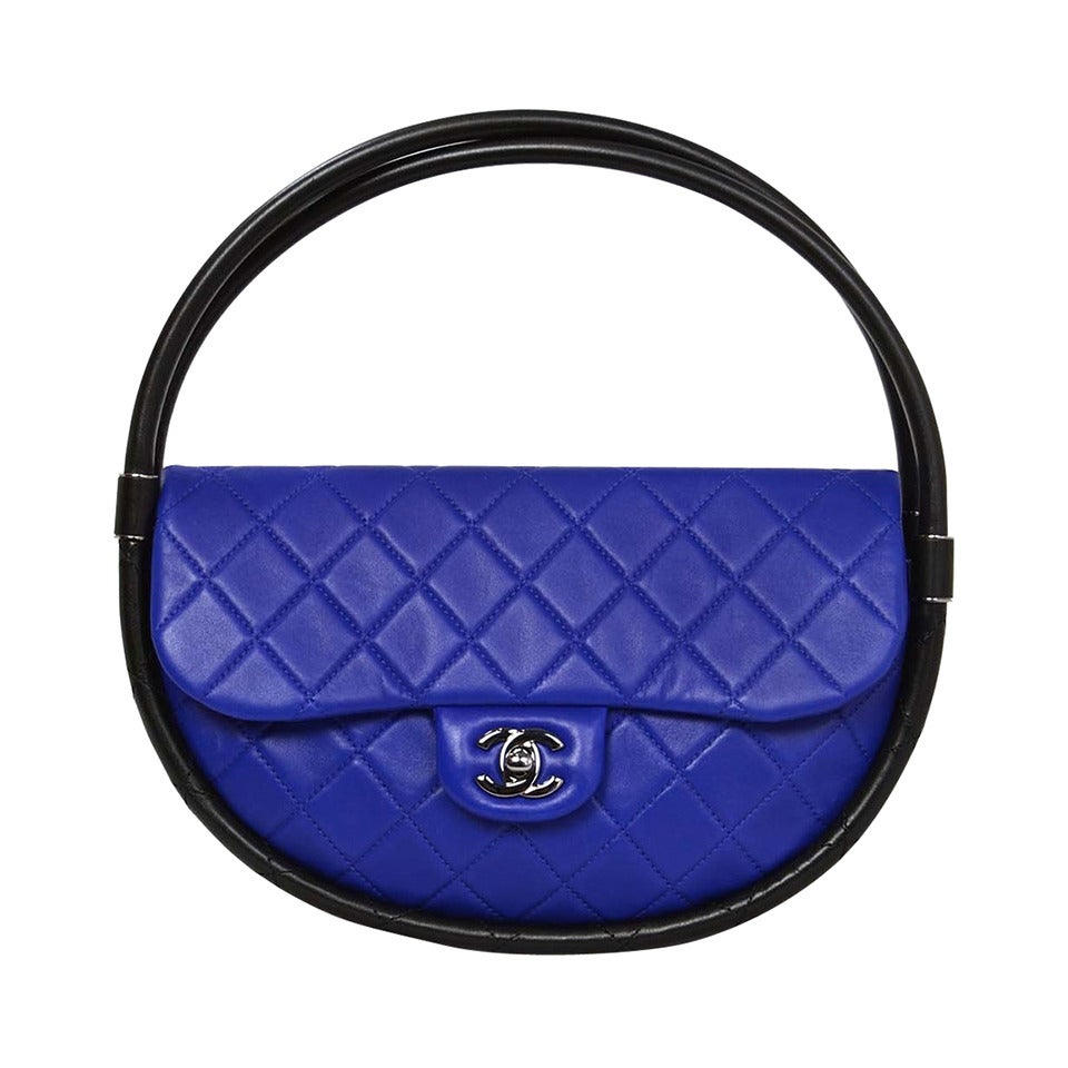 CHANEL Cobalt Blue Quilted Leather Ltd Edt Small Hula Hoop Bag rt. $2, 700