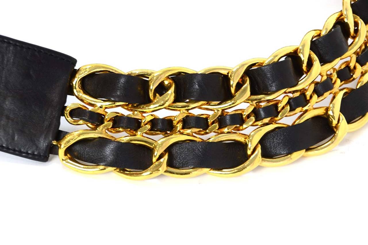CHANEL Goldtone Leather Laced 3 Row Belt c. '89
