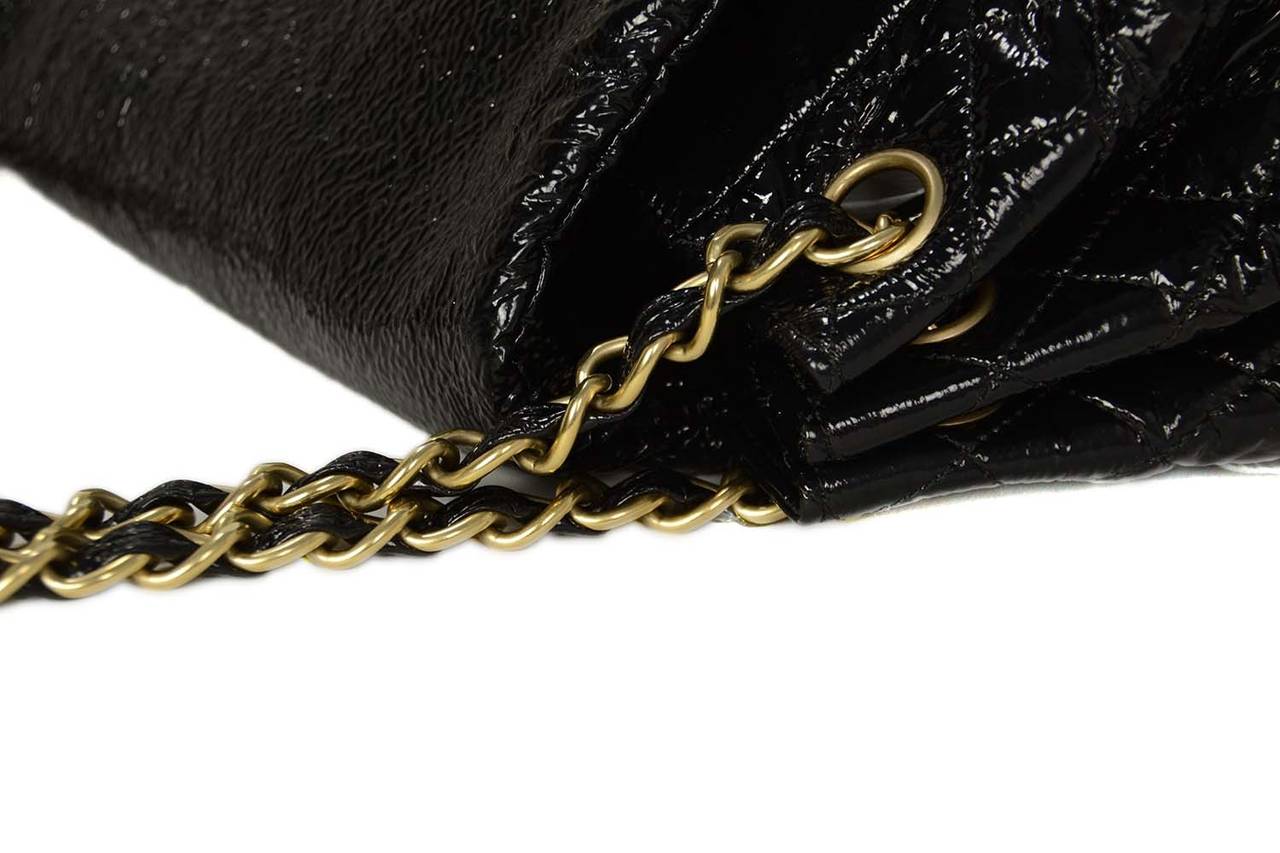 CHANEL Black Vinyl Rock Flap Bag In Excellent Condition In New York, NY