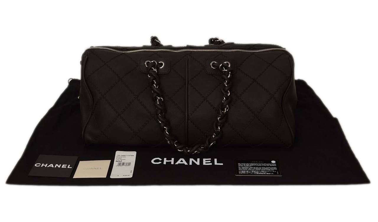 Chanel 2012 Dark Brown Quilted Leather Bowler Bag SHW rt. $5, 100 4