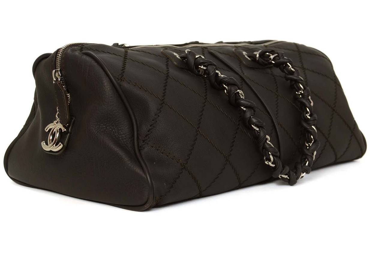 Black Chanel 2012 Dark Brown Quilted Leather Bowler Bag SHW rt. $5, 100