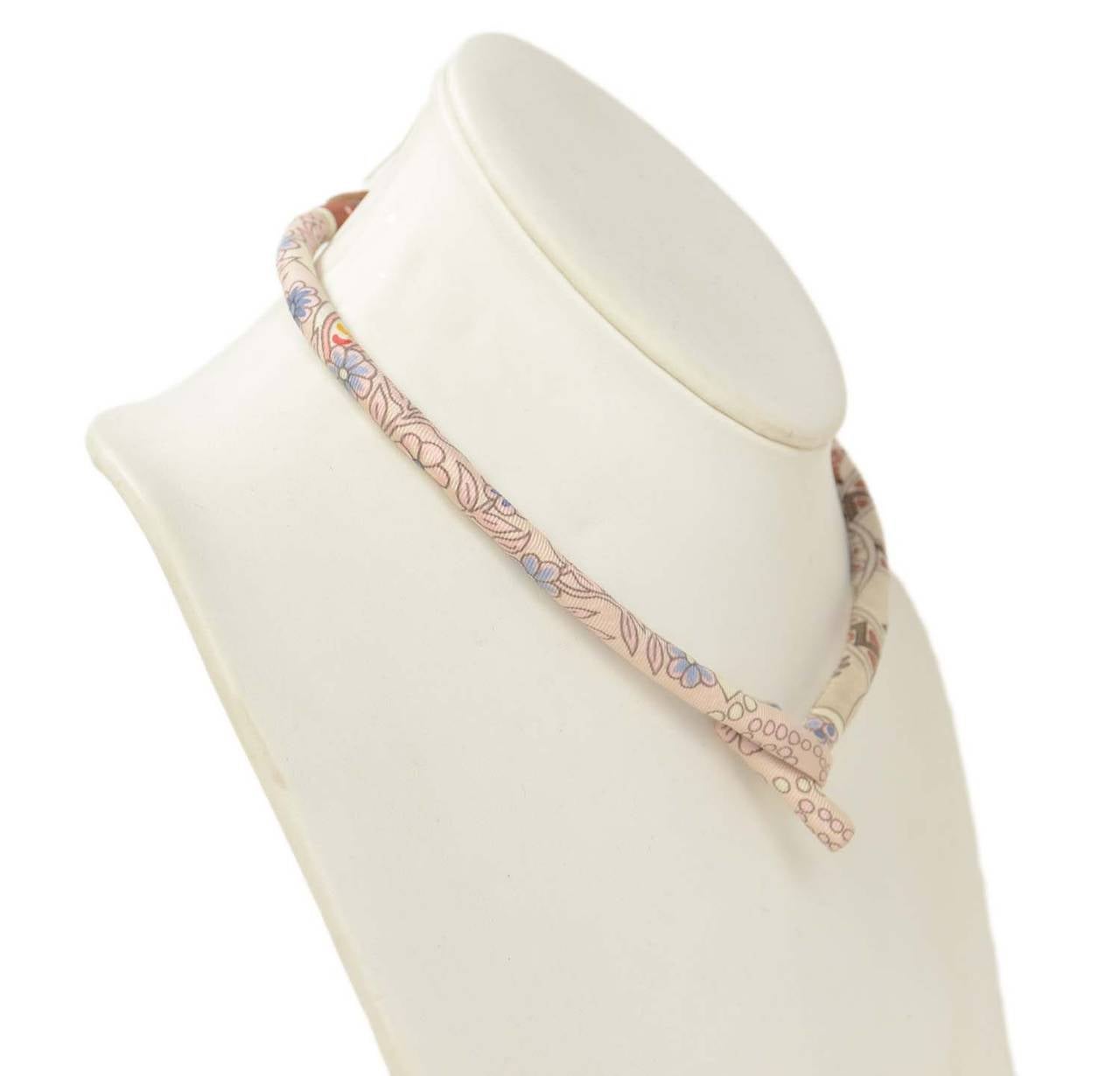 HERMES Petit H Silk Print Choker/Wrap Bracelet In Excellent Condition In New York, NY