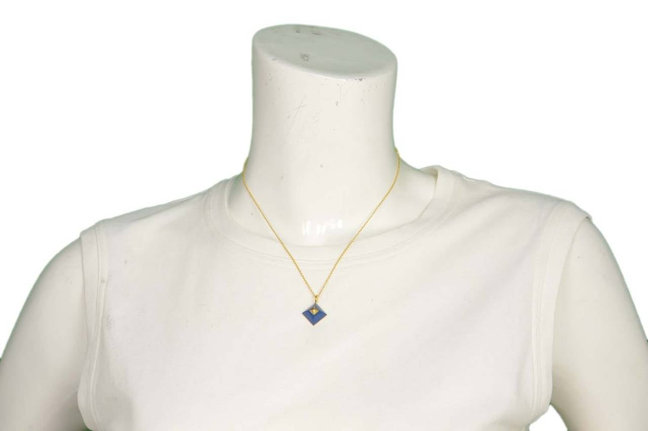 HERMES Medor Cupidon Blue/Gold Pendant/Necklace C.2011 In Excellent Condition In New York, NY