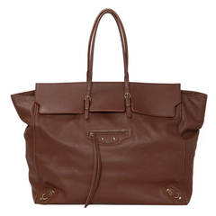 BALENCIAGA Brown Leather A4 Papier Tote Bag RT $1, 685