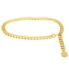 Chanel Goldtone Chain Link Belt w. CC Medallion