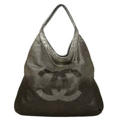 Chanel Black & Metallic Silver Leather CC Hollywood Hobo Bag rt. $3, 750