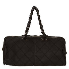 Chanel 2012 Dark Brown Quilted Leather Bowler Bag SHW rt. $5, 100
