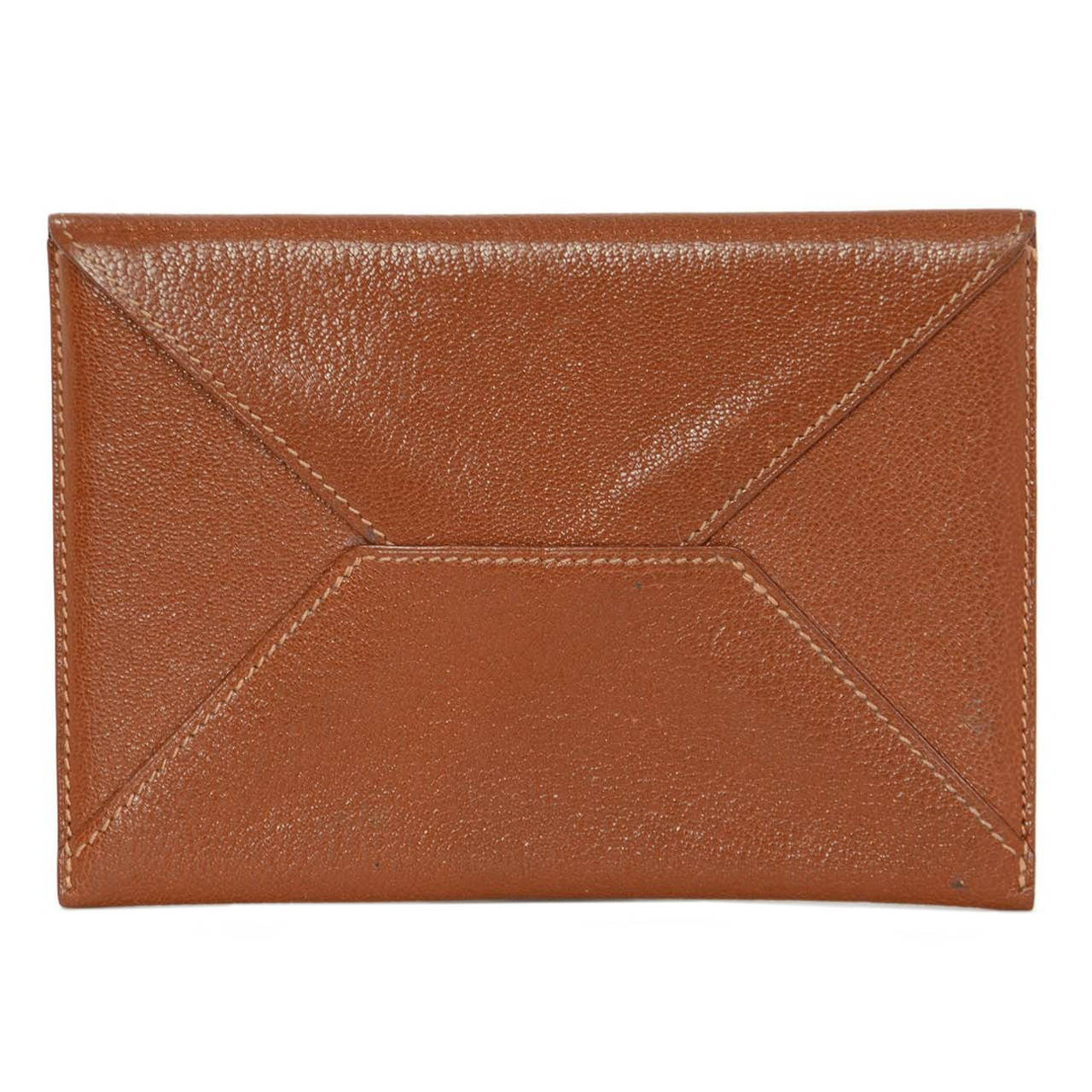HERMES 2000 Tan Chevre Leather Envelope Pouch/Passpoprt Holder