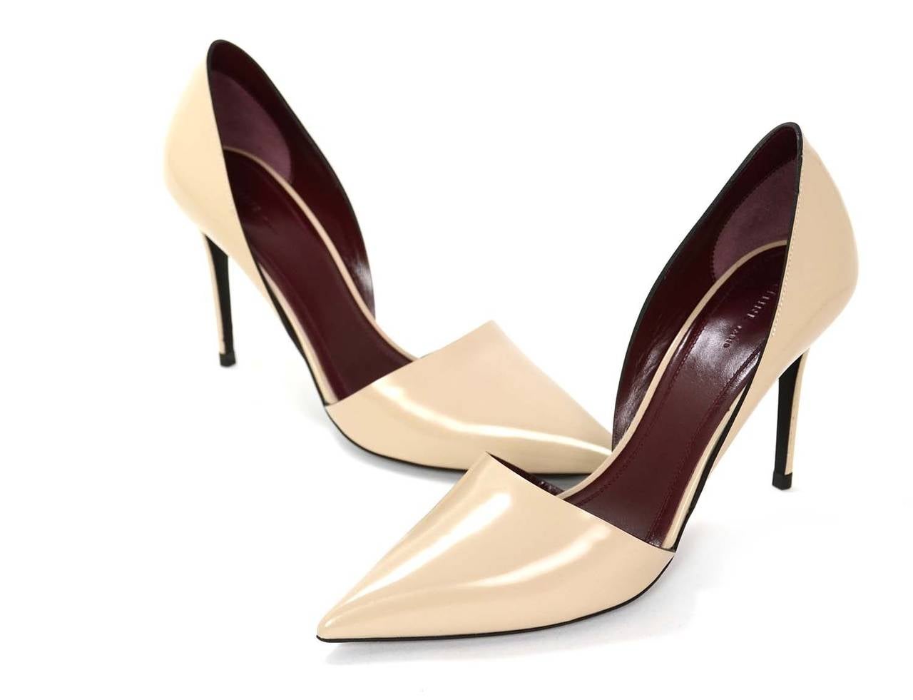 Women's or Men's CELINE New Nude Glazed Leather Pointed Toe Pumps