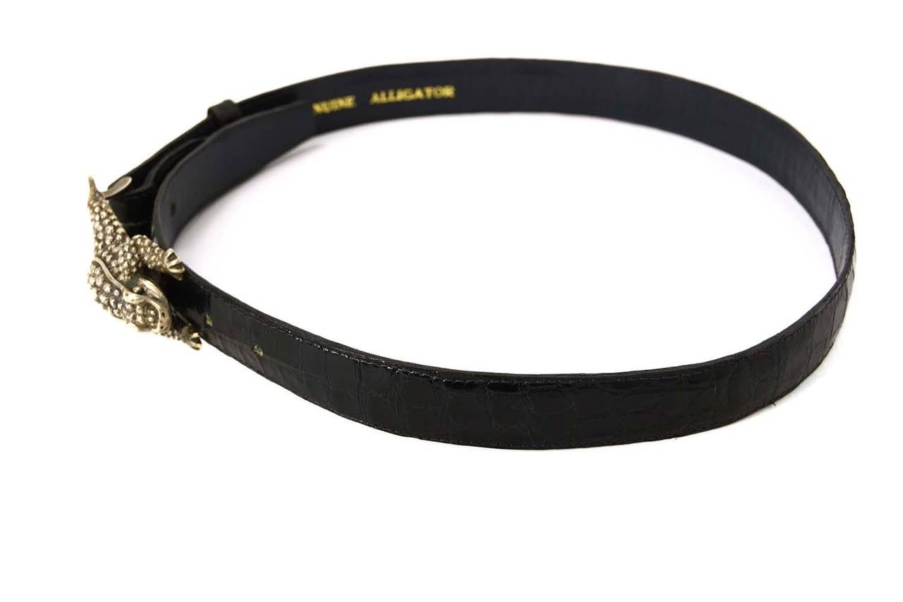 Comes with black alligator belt
-Made in: U.S.A
-Year of Production: 1991
-Stamp: B. KIESELSTEIN CORD 1991 D* U.S.A. STERLING
-Stamp on Belt: GENUINE ALLIGATOR
-Color: Black, silver
-Materials: Sterling silver, alligator skin
-Overall