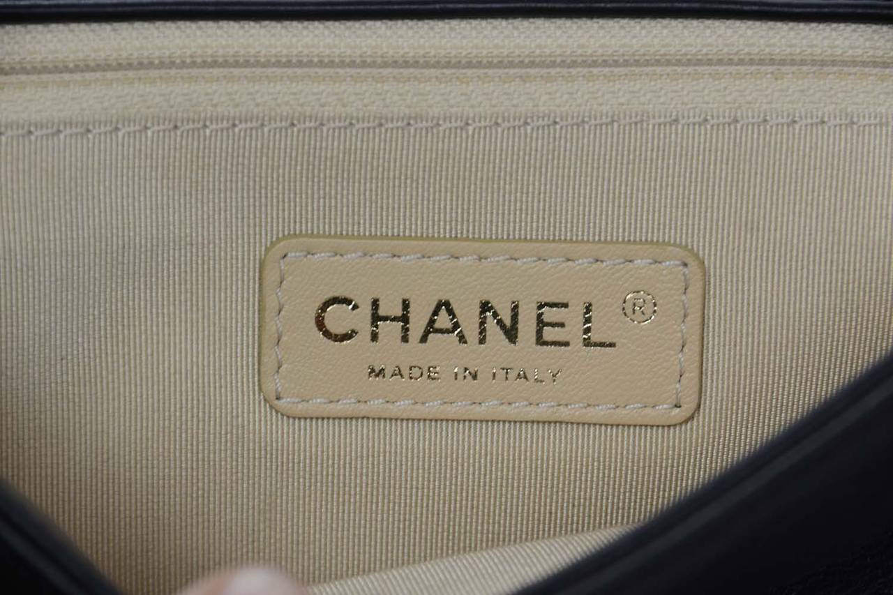 Chanel Black Smooth Leather Medium BOY Bag with Brushed Goldtone Filagre Detail 3