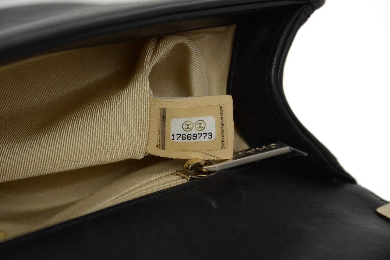 Chanel Black Smooth Leather Medium BOY Bag with Brushed Goldtone Filagre Detail 5