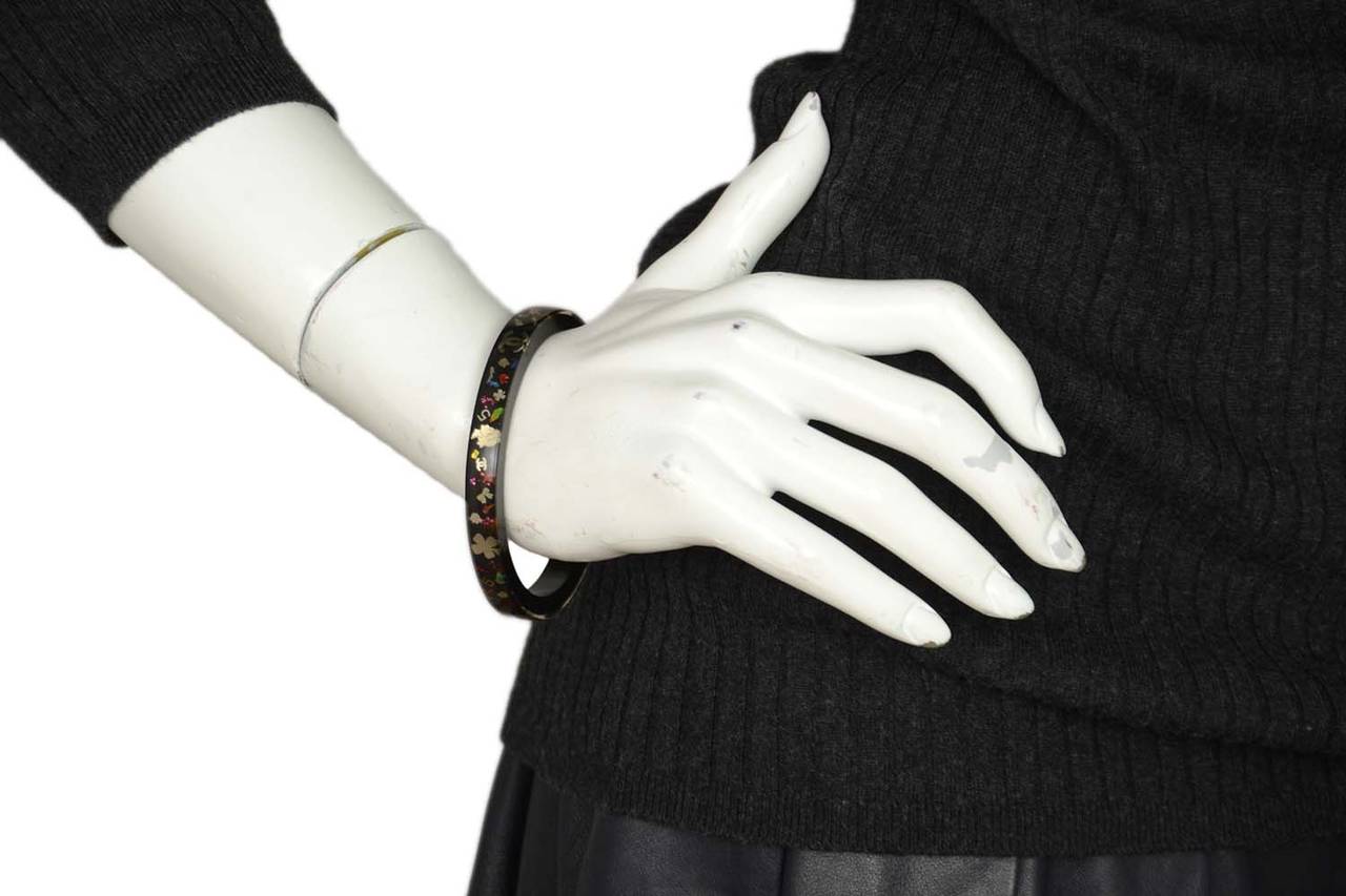 Women's Chanel Black Resin Bangle W/ Metallic Inlay c.'06