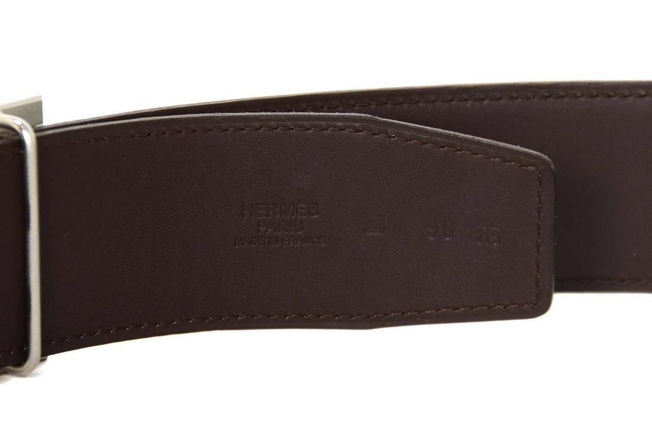 HERMES Black/Brown Reversible Thick Constance H Belt PHW sz 90 In Excellent Condition In New York, NY