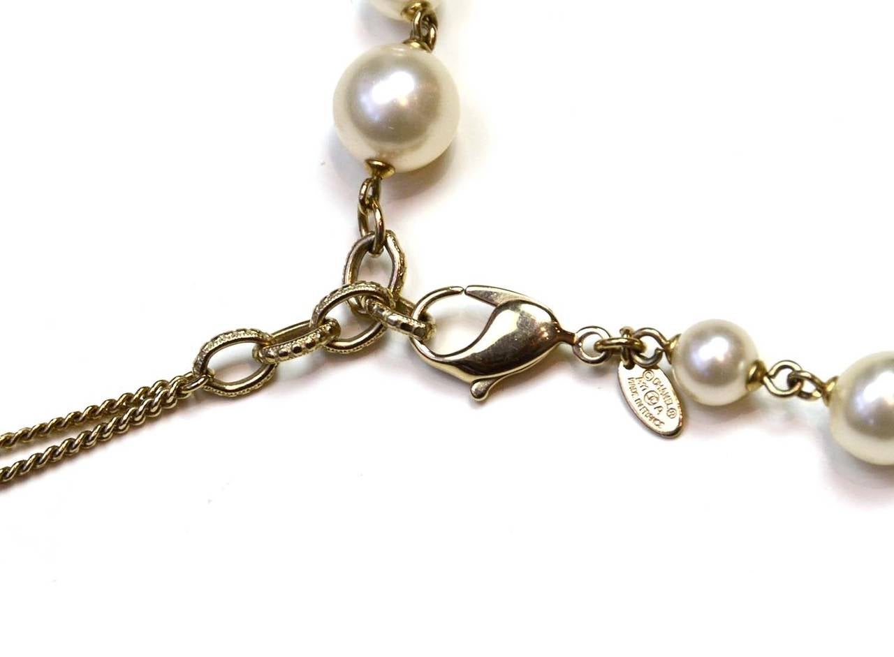 CHANEL 2011 X-Long Double Strand Faux Pearl Necklace w/ CC In Excellent Condition In New York, NY