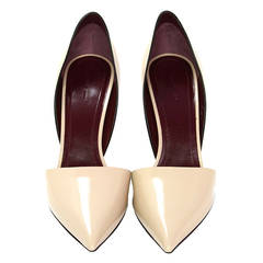 CELINE New Nude Glazed Leather Pointed Toe Pumps