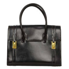 Hermes Vintage 1981 Black Box Leder 27cm Drag Bag