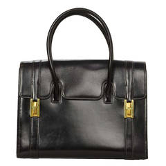 Hermes Vintage 1981 Black Box Leather 27cm Drag Bag