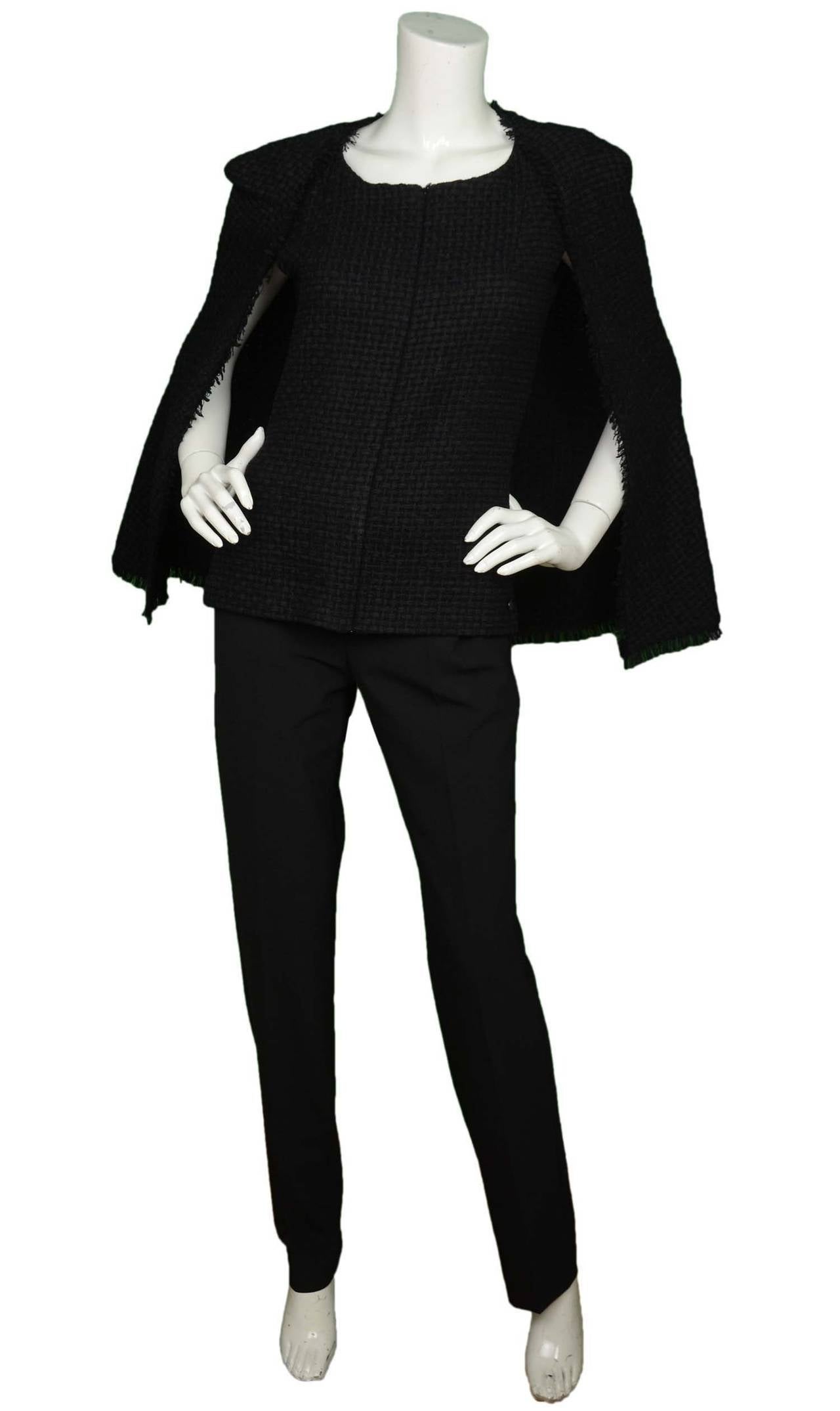 CHANEL NWT 2014 Black Woven Zip Up Cape Jacket sz40 rt. $2, 400