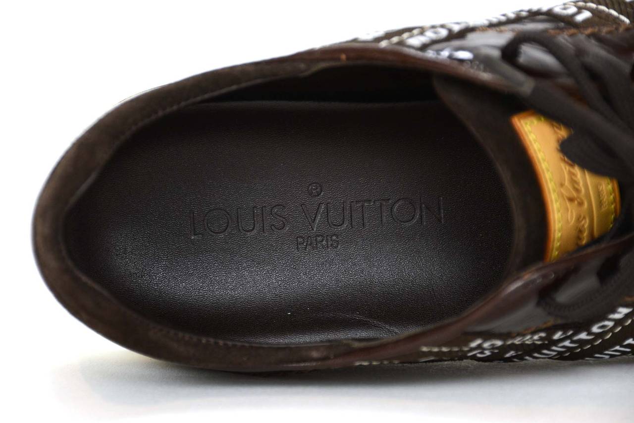 LOUIS VUITTON Brown Patent Leather & Suede Sneakers sz 37.5 3