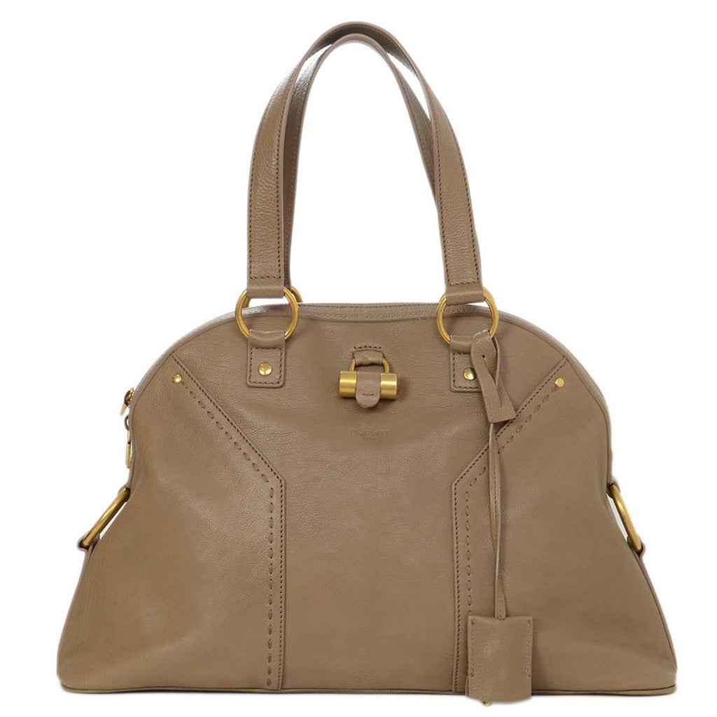 YSL YVES SAINT LAURENT Taupe Leather Large Muse Tote Bag GHW rt. $1, 690