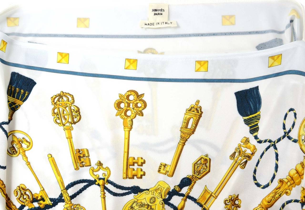 Women's HERMES Jersey Longsleeve Top W/ Keys and Tassels Pattern sz. 6