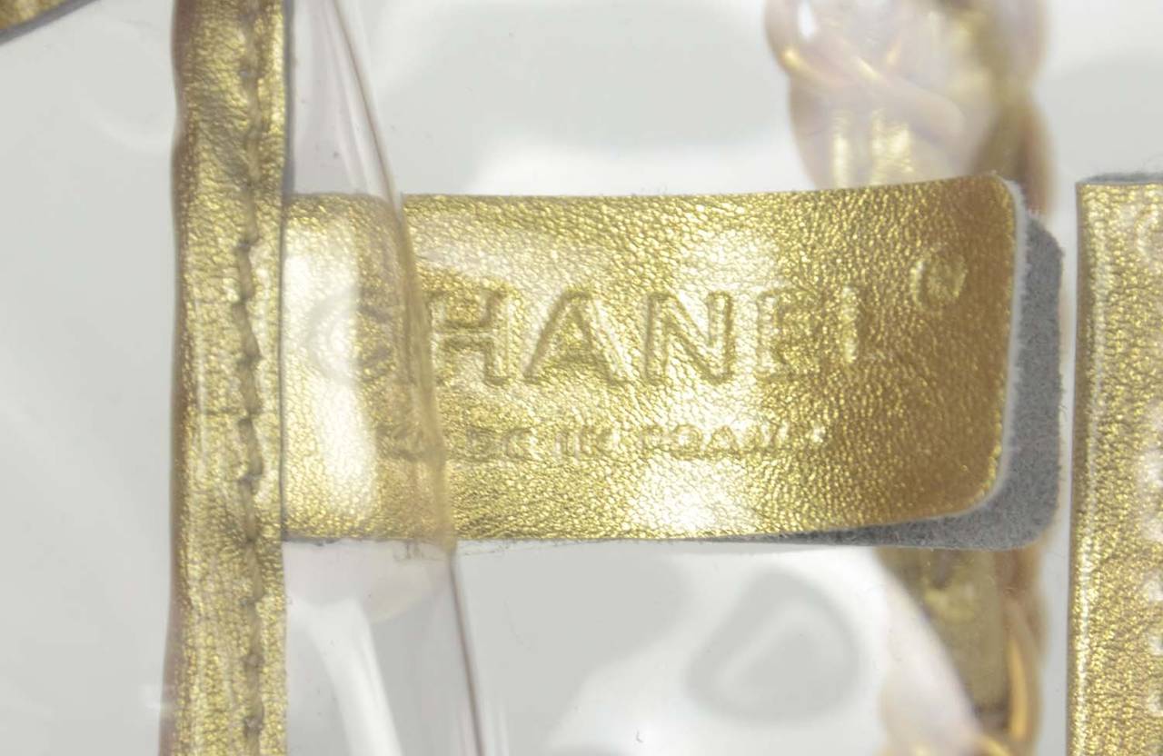 CHANEL Clear Flap Bag W/ Gold Metallic Trim & Brushed Gold Hardware c. 2007 1