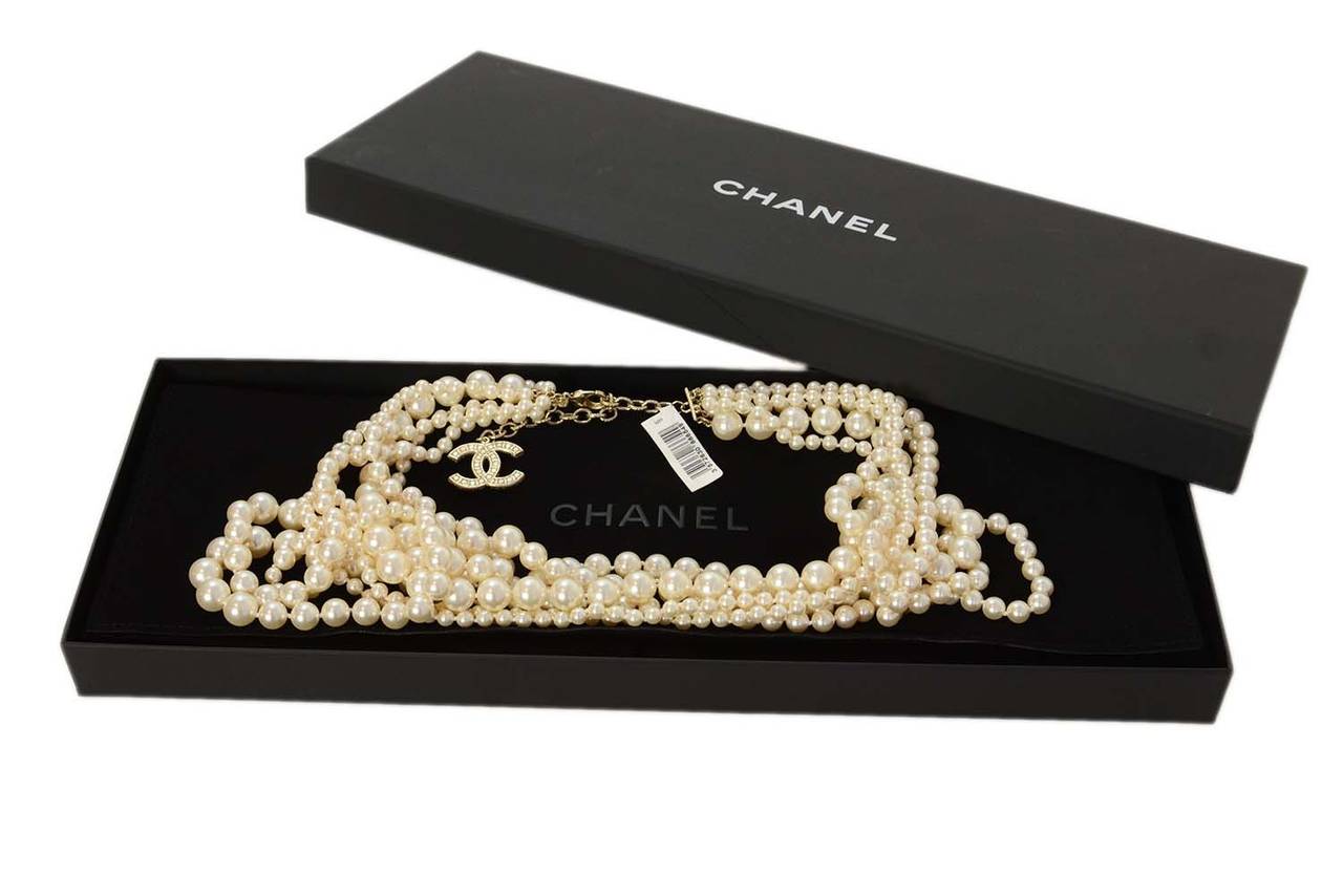 CHANEL 6 Strand Faux Pearl Infinity Necklace NIB RT $3, 675 2