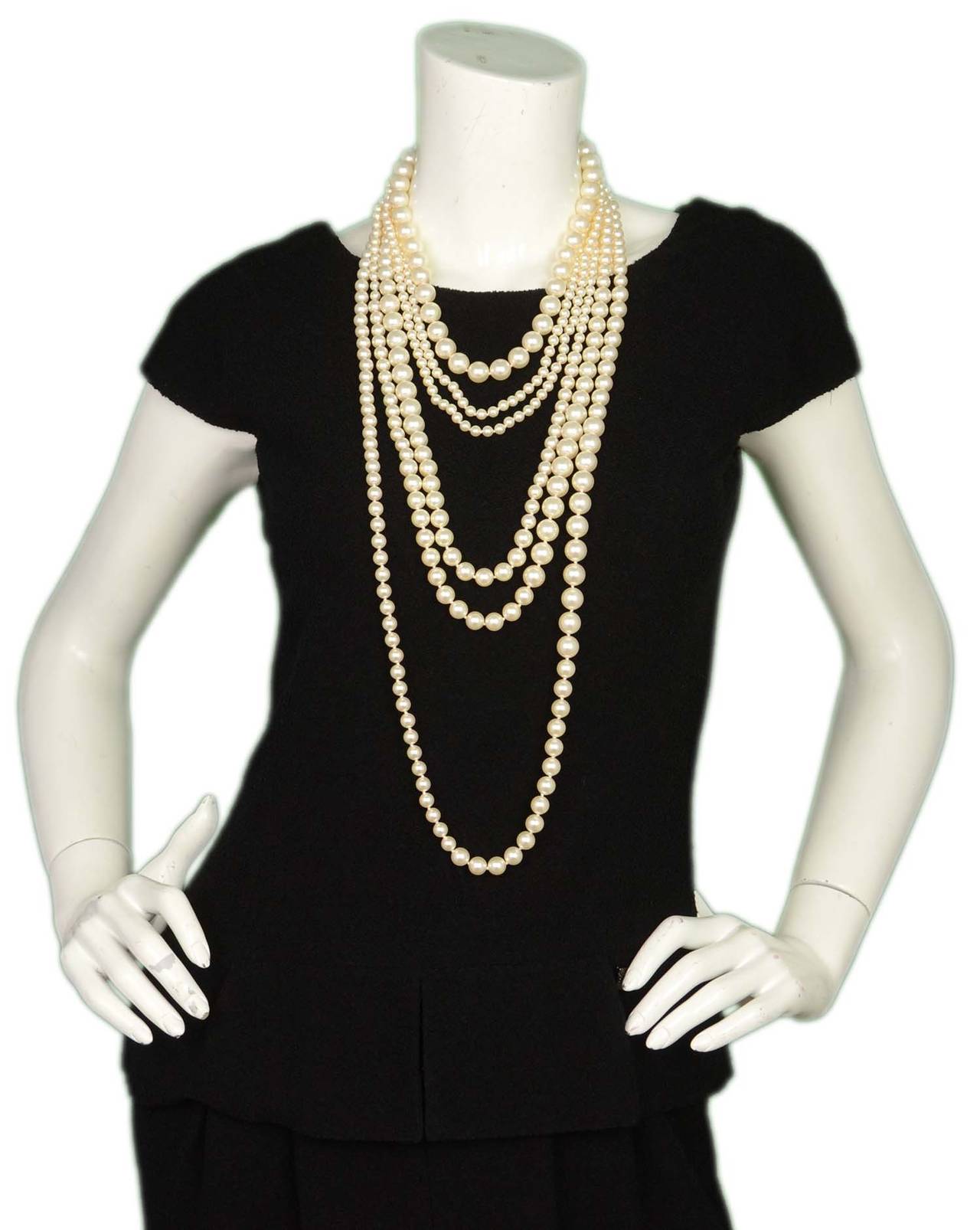 CHANEL 6 Strand Faux Pearl Infinity Necklace NIB RT $3,675 at 1stDibs